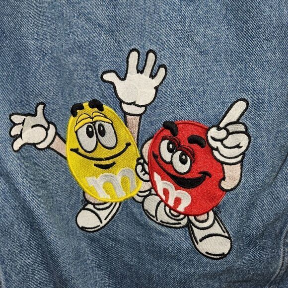 Vintage 90’s Planet Mars Small M&M’s Streetwear Denim Trucker Blue Jean Jacket - Picture 1 of 5